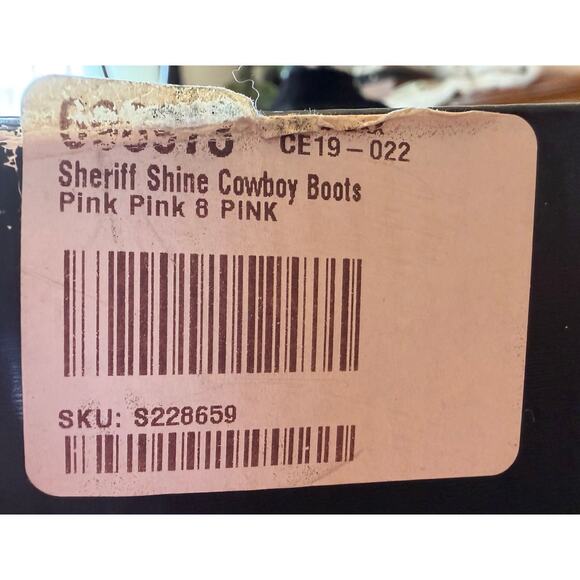 ClubEXX Sheriff Shine Cowboy Boots Pink Size 8 New In Box Rhinestones Bling - Picture 7 of 8
